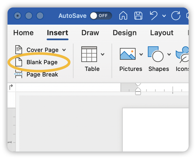 Insert blank page in Word