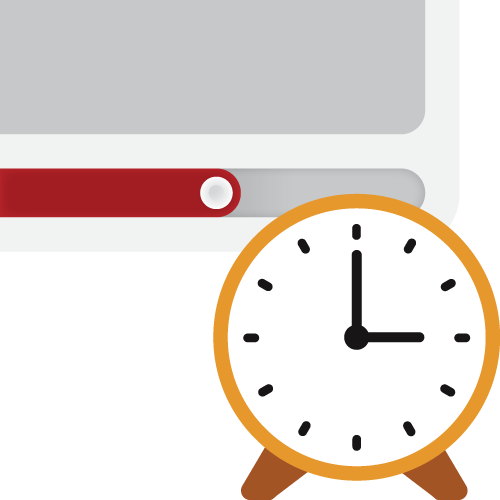 A clock overlaying a video progress bar. A clock overlaying a video progress bar.